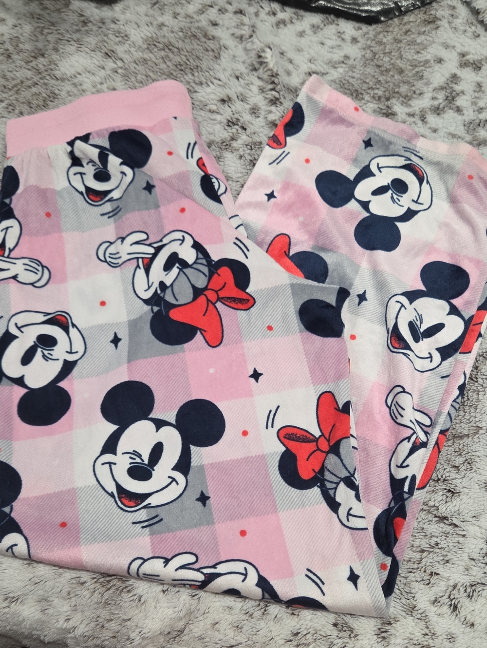 Disney Pink Plaid Minnie & Mickey Sleep Pants